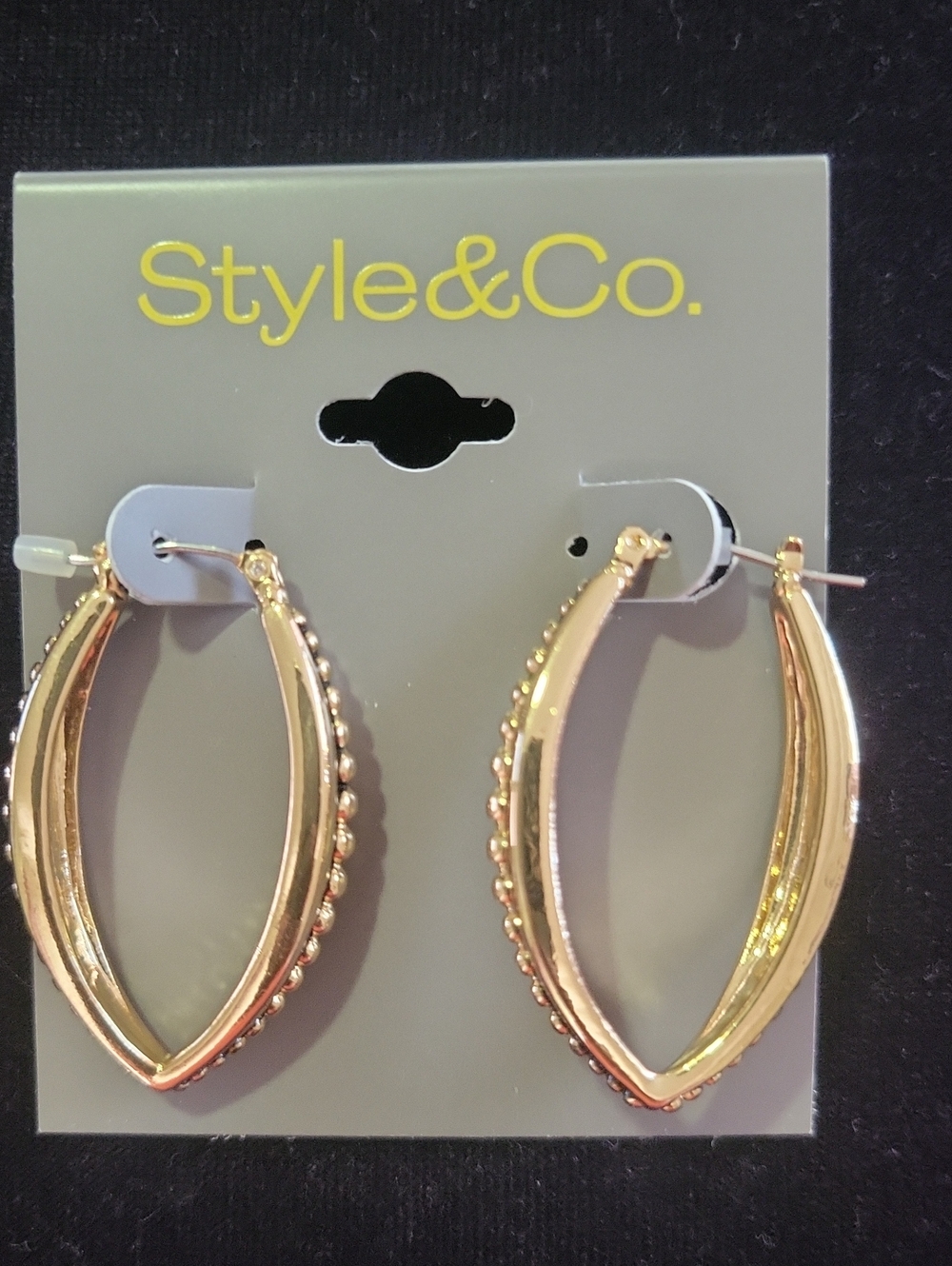 Style & Co. Gold Beaded Marquise Hoop Earrings